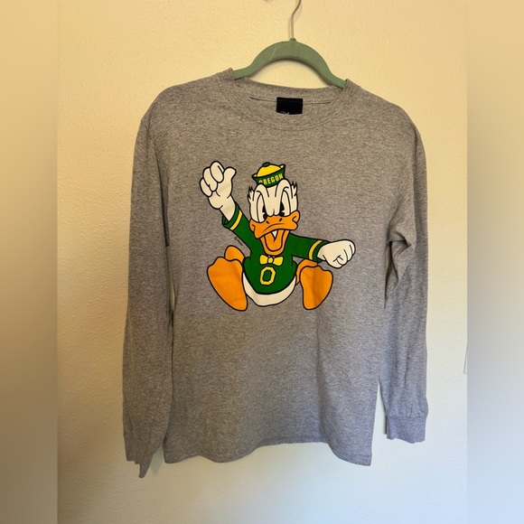 Disney Blue 84 x Oregon Ducks Donald Duck Long Sleeve Gray Gildan Cotton Small? - Picture 1 of 6